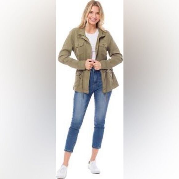 Vtg Distressed Military Utilitarian Belted Unisex Jacket - Picture 1 of 9